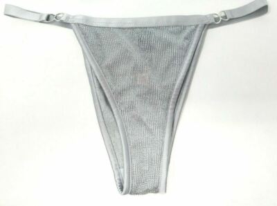 Victorias Secret Sexy Silver Metallic Brazilian Panties Size L Metal Accents NWT