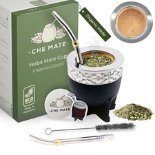 Premium Argentina-Uruguay Yerba Mate Cup and Bombilla Set, Organic Gourd Tea ...