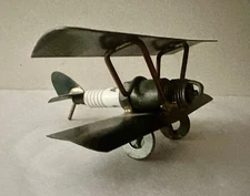 Metal Art Biplane Sculpture