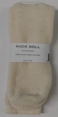 huck doll cotton socks crew -  extra large - natural