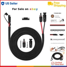 Solar Panel Connector Cable 10AWG PV Extension Wire for RV Solar Battery 20ft