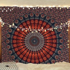Handmade Indian hippie Bohemian Psychedelic Peacock Mandala Wall hanging Coll...