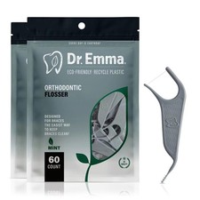 Dr. Emma Orthodontic Flossers for Braces – Mint Flavor, 60 Count/Bag (Gray, 2-Pa