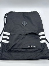 ADIDAS Classic 3-Stripe Drawstring BACKPACK/SACKPACK Black 19"x 14"