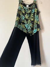 Beautiful Comfortable Pants And Top Set Botanical With Beading