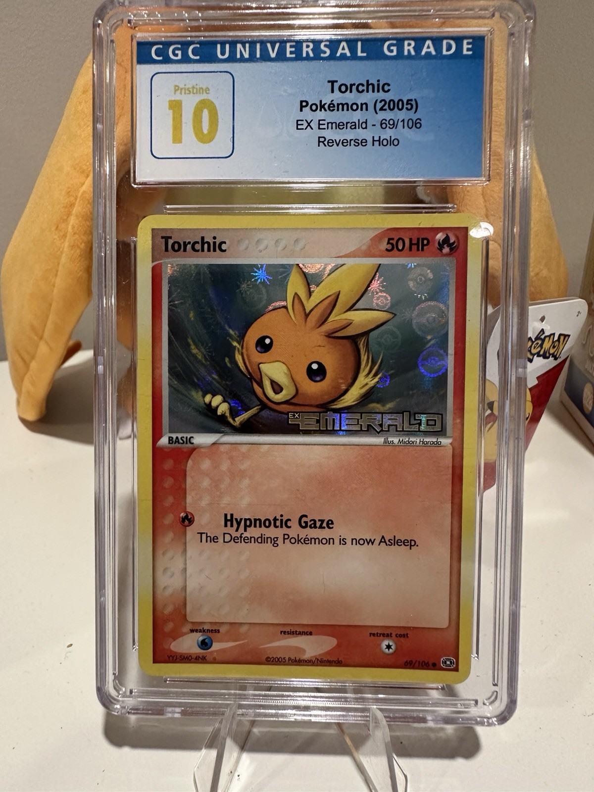 CGC 10 GEM MINT Torchic EX Emerald 69/106 Reverse Holo Stamped Pokemon Card