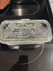 VTG Federal Glass Ribbed Oblong Refrigerator Dish With Lid 8 in [1790]