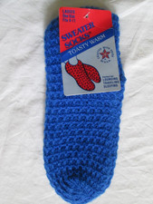 Vintage Sweater Knit Low Cut Booties Footies Blue Slipper Socks Made USA NEW NOS