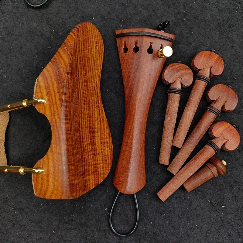 Rosewood 4/4 Violin Parts Fittings Kits, Violin Chinrest Tailpiece pegs Endpin - Image 2 of 4