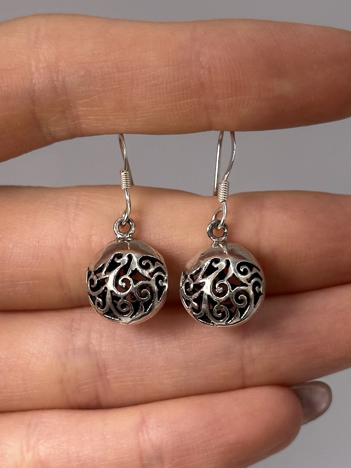 925 Sterling Silver Openwork Filigree Dangle Drop Earrings