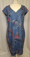 Next Blue Colourful Tropical Bird Print Midi Dress uk20 Summer Occasion E4903