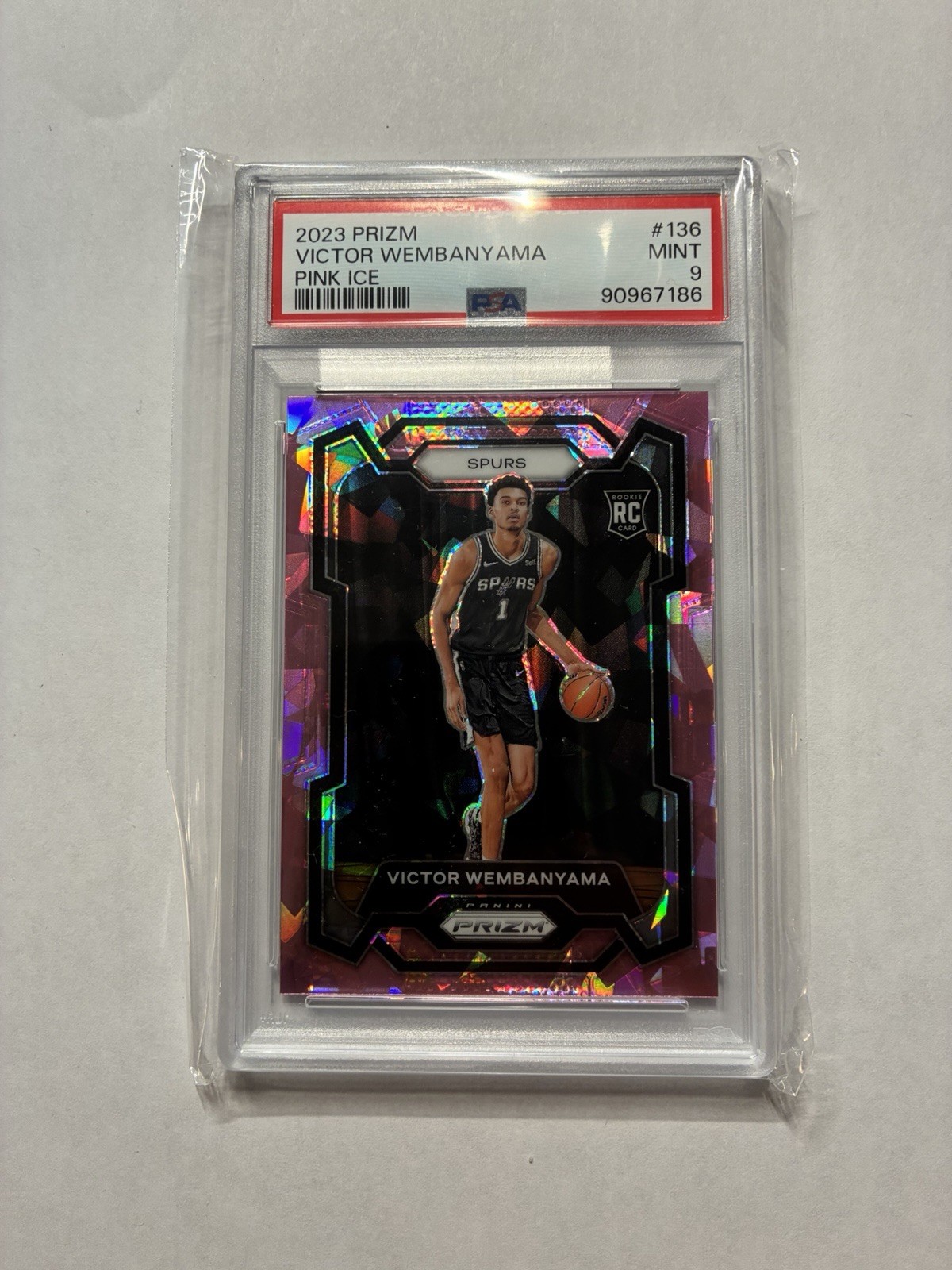 2023-24 Panini Prizm Victor Wembanyama #136 Pink Ice Prizm (RC) PSA 9