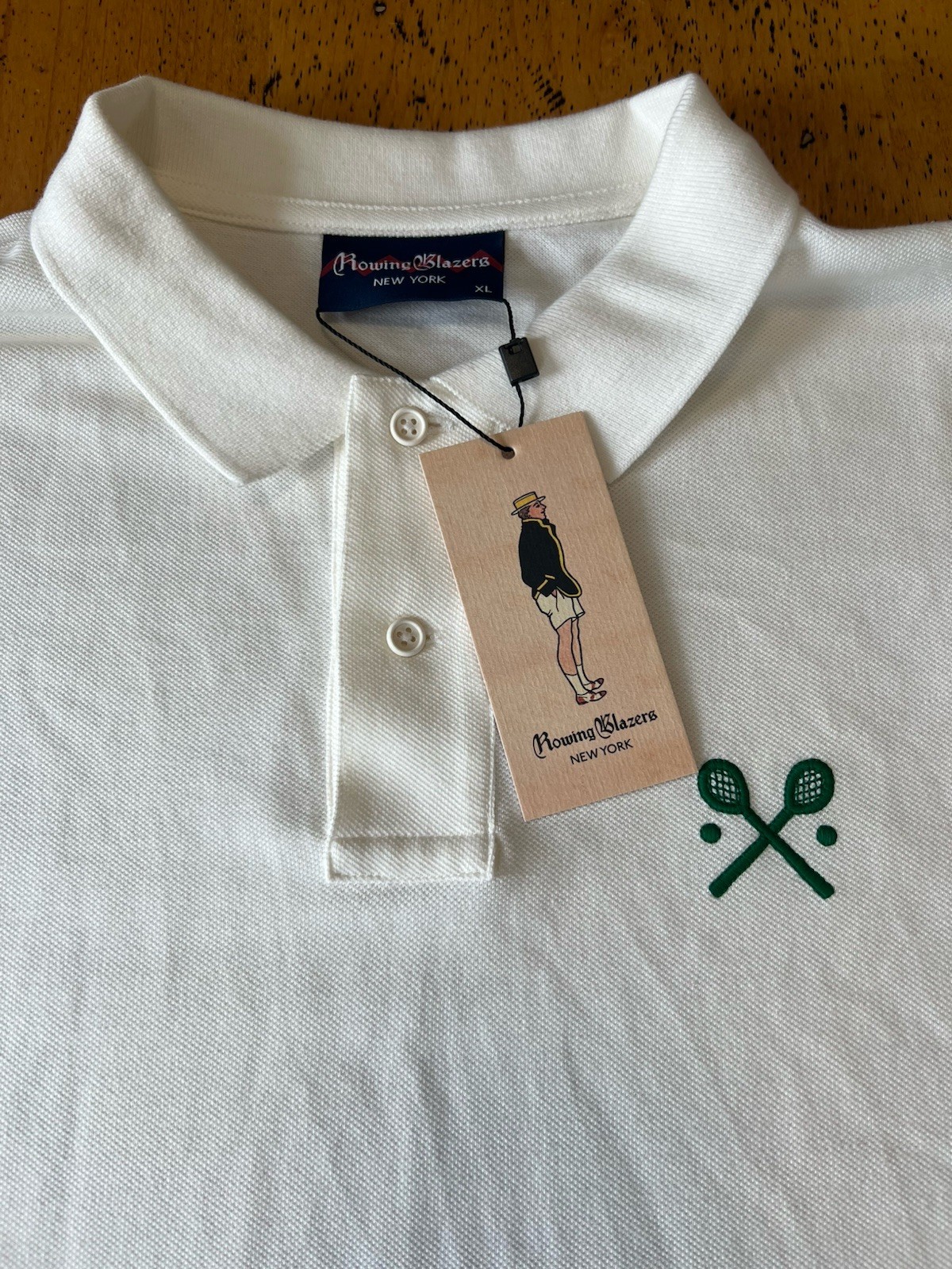 FILA Blazer canottaggio New York polo uomo taglia XL bianco rugby preppy cotone tennis