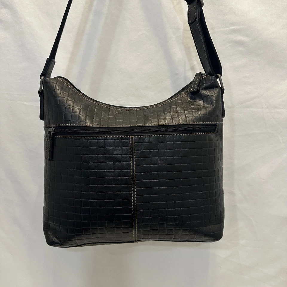 Bolso hobo tejido de cuero negro Jack Georges Foto 2 de 4