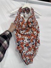 Fig Leaves One Pc Swim Suit Bathing Suit Underwire Floral Lined UK38E US 34DDD/F