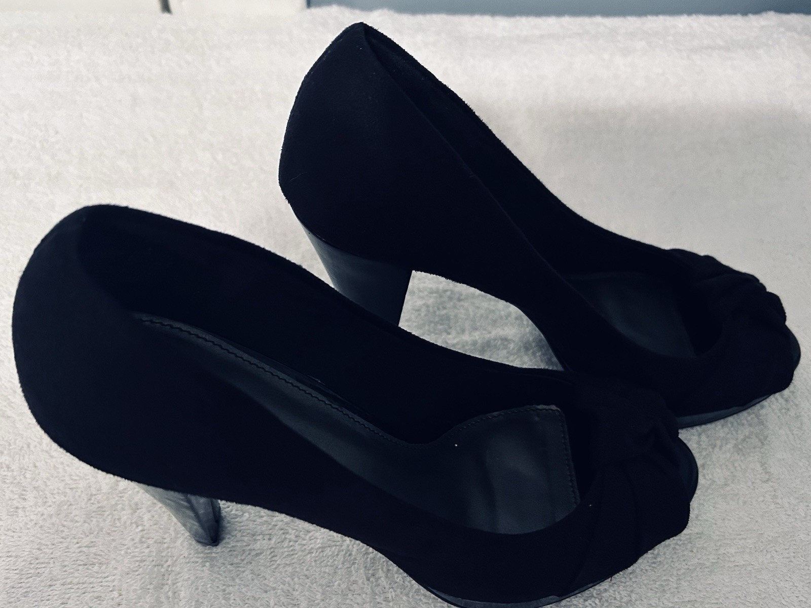 Fioni Women Dress Shoes Black Peep Toe Sz 7.5 Pumps 3.75