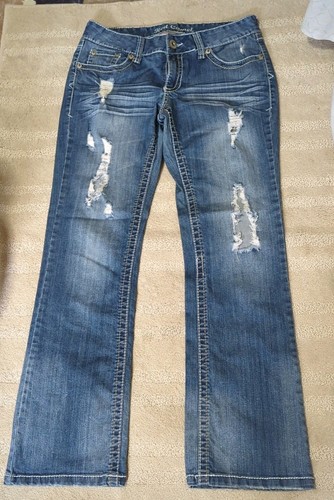 Red Camel Denim Jeans Größe 9 Schrittlänge 30" blau Used-Look Bootcut geknöpfte Taschen - Bild 4 von 20