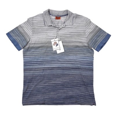 MISSONI Poloshirt Gr L ca 54,5cm Streifen Stripes Blau Blue Made in Italy SOMMER