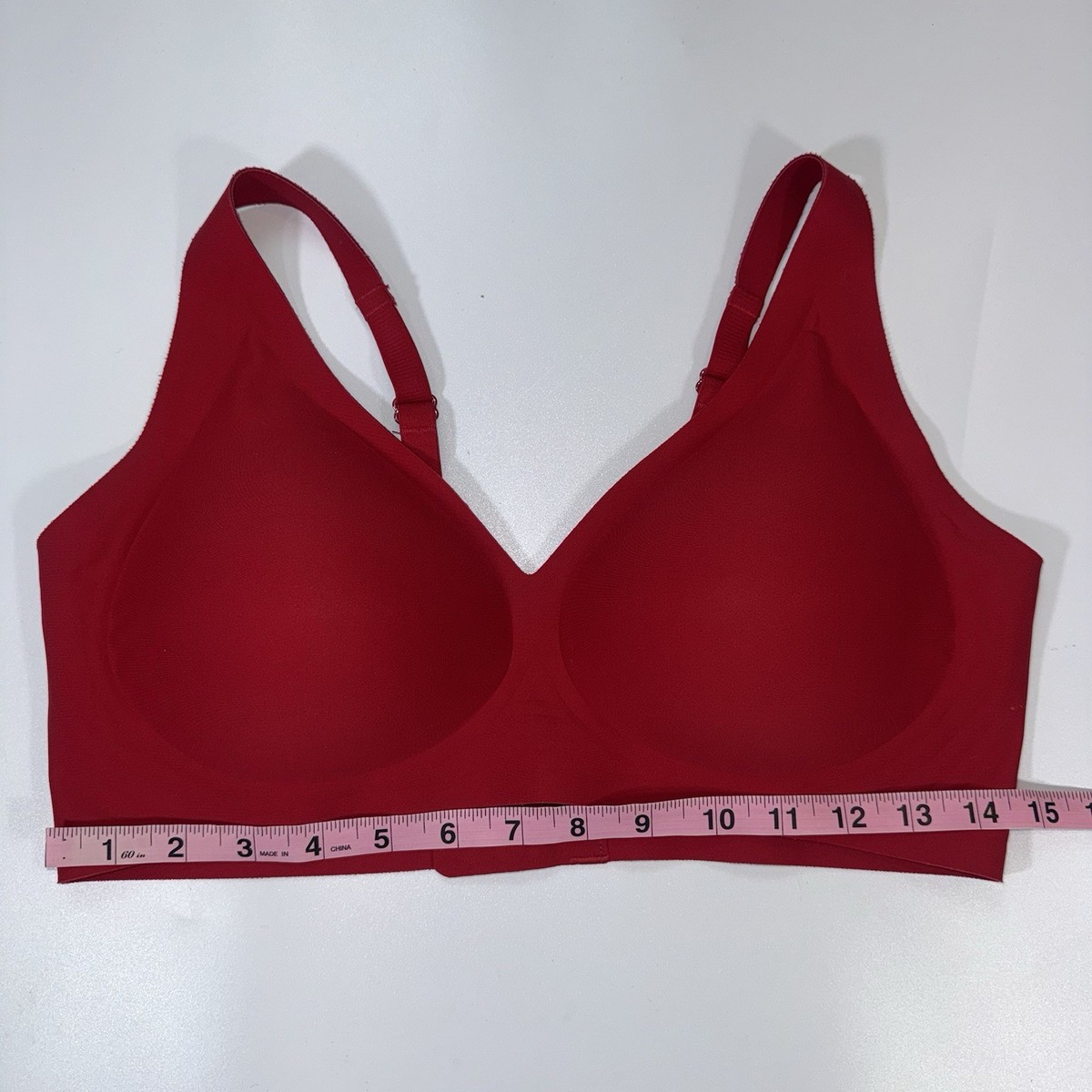 トップス A SheCurve Red Wireless Jelly T-Shirt Bra Comfort Seamless Size XL