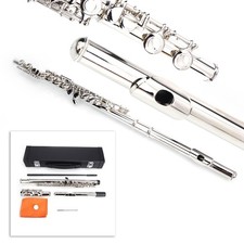 Nickel Plated 16 Closed Hole C Tone Silver Flute Student Instrument for Beginner
