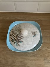 Vintage Retro J & G Meakin Rock Fern Design Blue Ceramic Lidded Tureen 1950s VGC