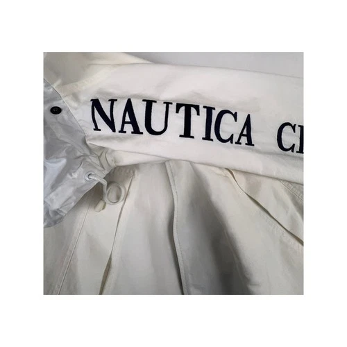 Vintage 90s Nautica Challenge J-Class Sailing Jacket Large White Hideaway Hood image 6