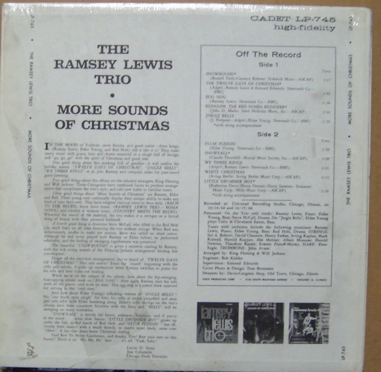 THE RAMSEY LEWIS TRIO CHRISTMAS ALBUM - 1966 LP VINYL RECORD - Image 2 of 2