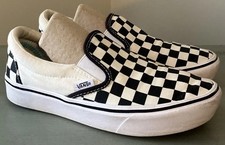 VANS Sz 3.5 Youth Comfy Cush Black White Checkered Low Canvas Shoes
