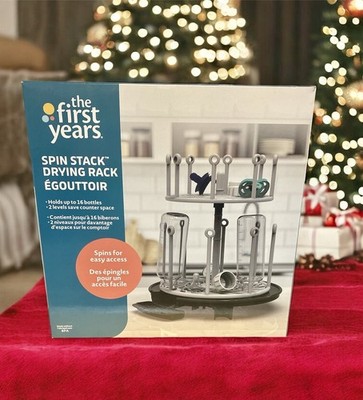 The First Years Plastic Spin Stack Bottle Drying Rack -Black Multiple Tiers 