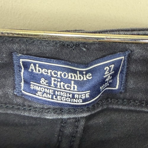 Pantalones de mezclilla para mujer Abercrombie & Fitch 27/4S negros Simone tiro alto súper ajustados desvanecidos - Imagen 3 de 4