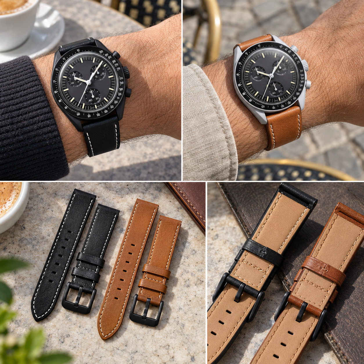 Leather Watch Strap For Omega X Swatch MoonSwatch Classic Replacement Band