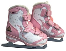 Jackson Softec Tri-Grip Girls 11J Figure Skates Pink White Snowflake Ice Skating