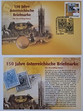 150 Years Of Austrian Postage Stamps Commemorative Stamp And Coin June 2000