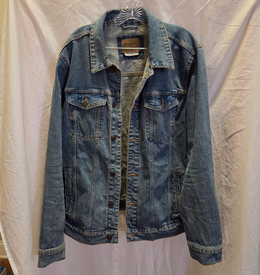 Pull&Bear Men's Blue Denim Jacket XL Button Front Point Collar Short Regular Fit
