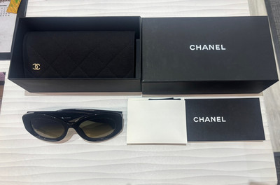 Chanel Sunglasses 5528A 501/W1 Glossy Black Transparent CC Logo