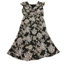 ZARA Basic Black Floral Ruffle Midi Dress | Size S