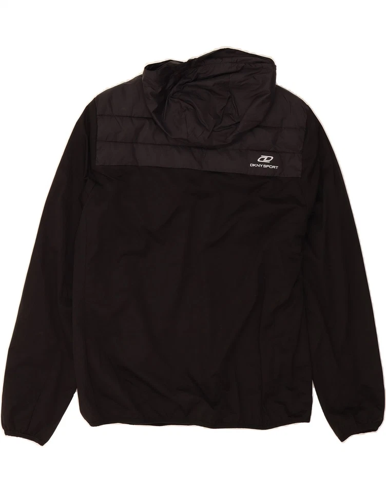 DKNY Hombres Capucha Cremallera Cuello Pullover Chándal Top Medio Negro Poliéster CY63 Foto 2 de 3