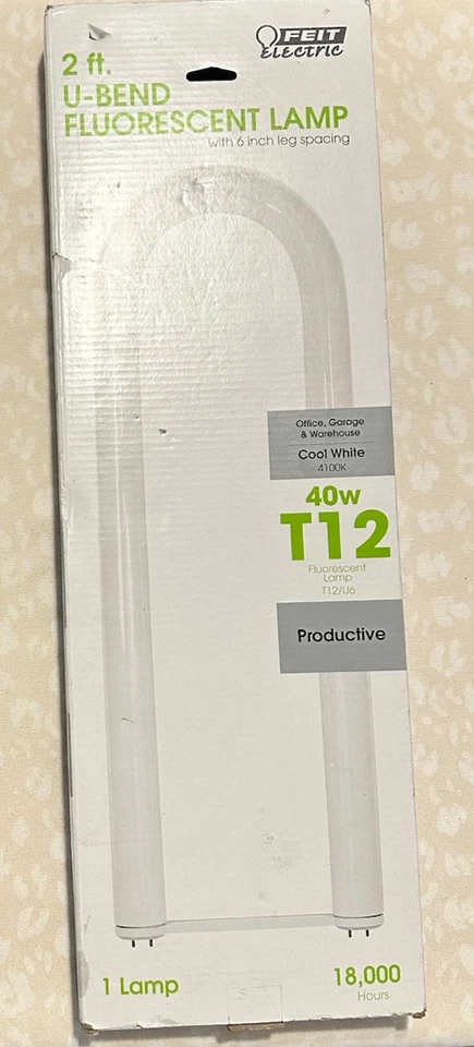 Fluorescent Bulbs 40 W T12 U-Bend 2 Ft, By Feit Electric, Cool White, 18K Hrs ea - Image 2 of 4