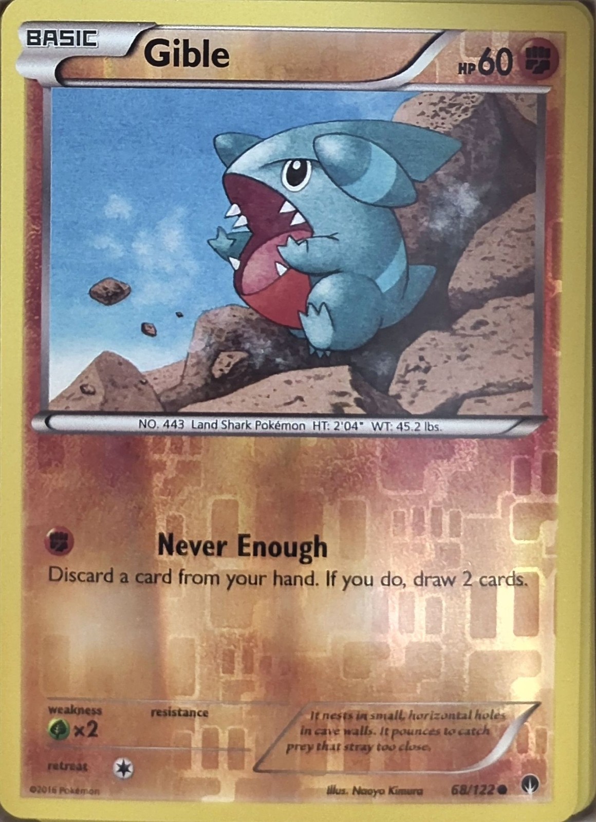 Pokemon BREAKpoint Reverse Holo Gible 68/122 C NM
