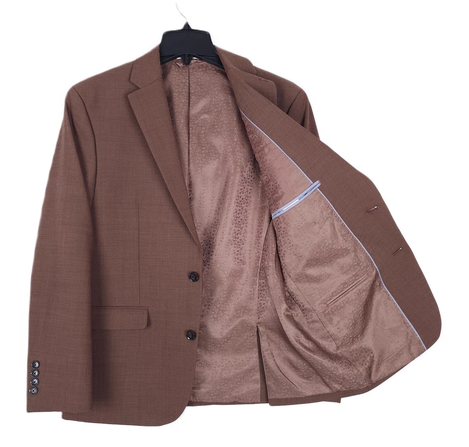 Traje de 2 piezas de lana elástica ajustado Bar III para hombre marrón óxido liso 40S 31x30 nuevo sin etiquetas Foto 3 de 4