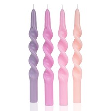 4 PCS Pink Spiral Taper Conical Stick Candles 10 Inch Gradient Pink Drip