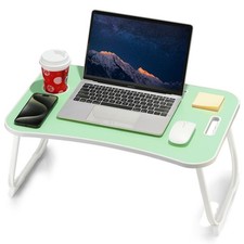 Foldable Lap Desk with Cup Holder Tablet Slot - Portable Laptop Table Green