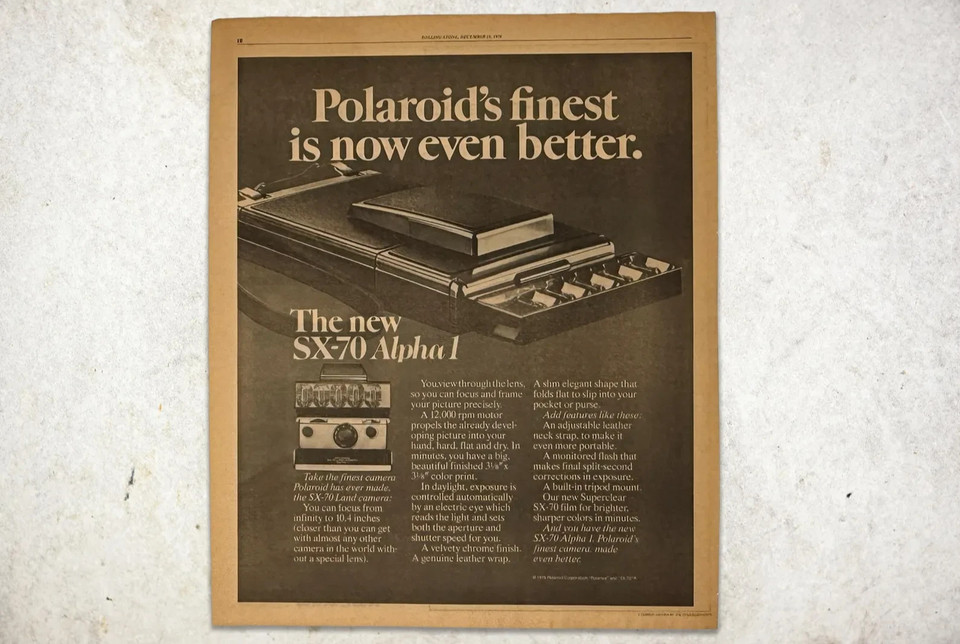 1976 Polaroid SX-70 Alpha 1 Camera Vintage Original Print Ad Advertisement