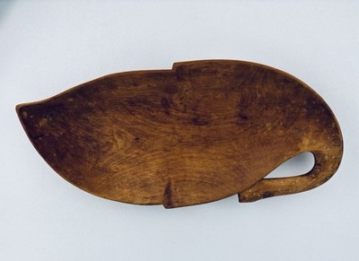Vintage Monkey Pod Wood Leaf Shaped Tray-Handmade-Fruit Bowl-Charcuterie-MCM