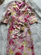 Renato Nucci SILK Dress Suit 2 Piece 40 Set Floral Wedding Occasion Bride Vtg