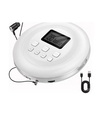 Gueray Portable CD Player Walkman Anti Skip LCD USB AUX White New 