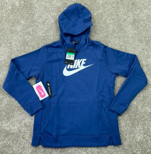 Nike Sweater Youth Girls Extra Large Blue Swoosh Hoodie Fleece Sweatshirt - NEW