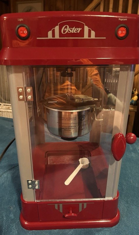 Oster Red Kettle Popcorn Maker Built-In Stirring System Light Vintage Oil