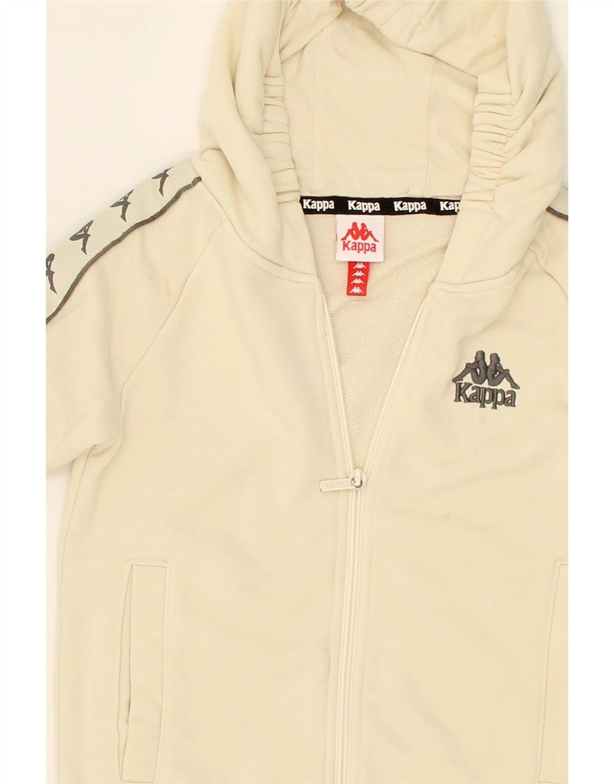 OFF WHITE Felpa con cappuccio e zip KAPPA bambina 7 8 anni bianco sporco cotone BX03