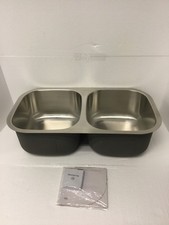 NEW MSI Stainless Steel 50/50 Double Bowl Kitchen Sink 32.5 x 18 w/ Clips QTY